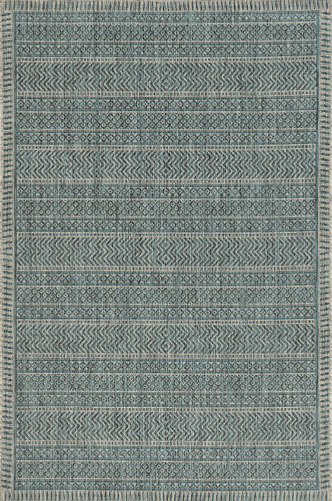 8' X 11' Teal And Beige Geometric Area Rug