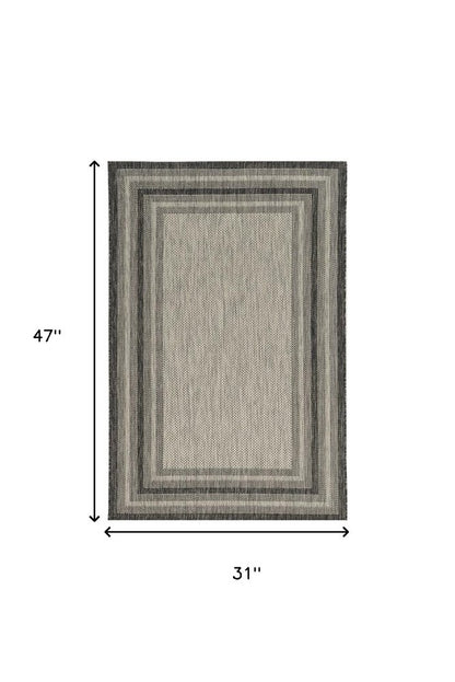 8' X 8' Gray Round Striped Indoor Outdoor Area Rug