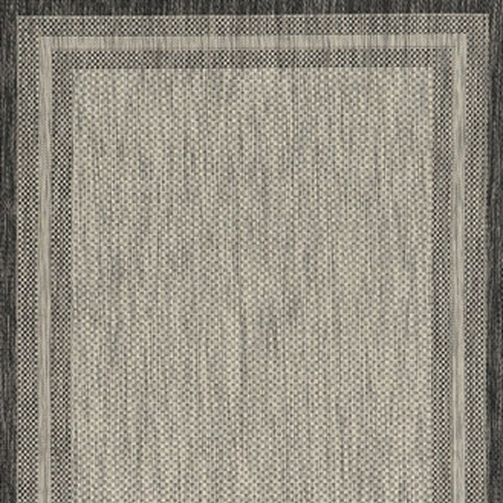8' X 8' Gray Round Striped Indoor Outdoor Area Rug