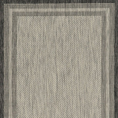 8' X 8' Gray Round Striped Indoor Outdoor Area Rug