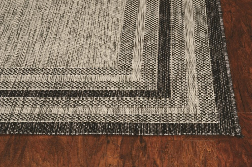 5' X 8'  Grey Bordered Area Rug
