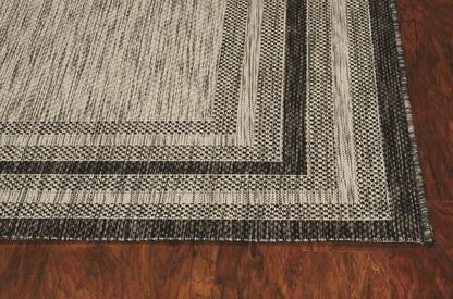 5' X 8'  Grey Bordered Area Rug