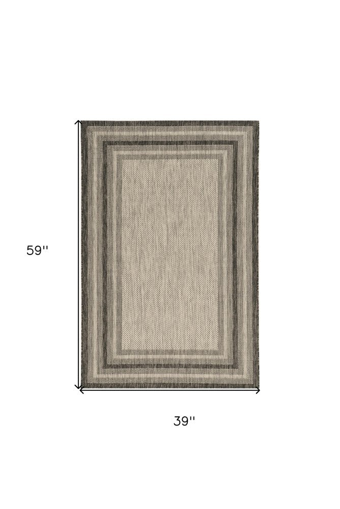 5' X 8'  Grey Bordered Area Rug