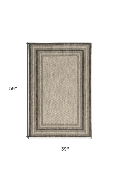 5' X 8'  Grey Bordered Area Rug