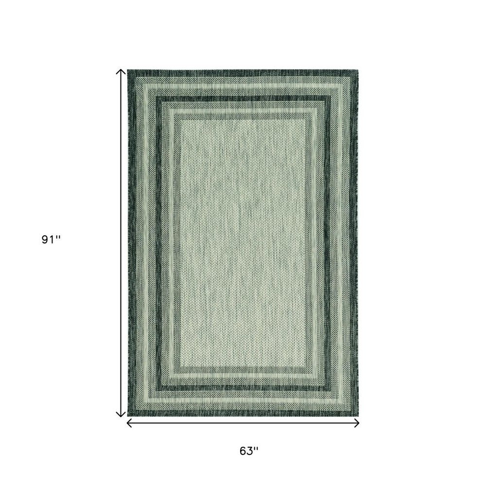 5' X 8'  Grey Bordered Area Rug