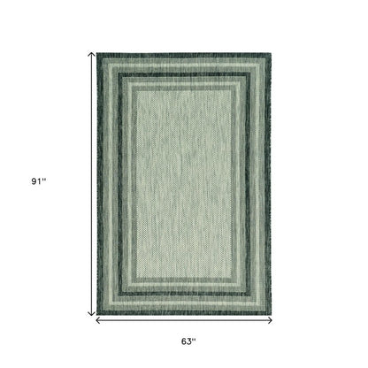 5' X 8'  Grey Bordered Area Rug