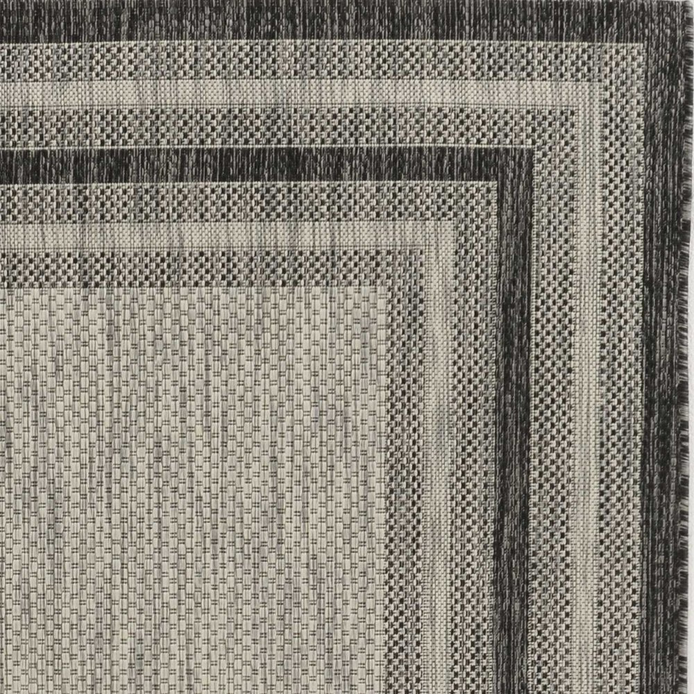 8' X 8' Gray Round Striped Indoor Outdoor Area Rug