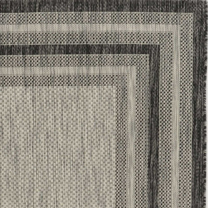 8' X 8' Gray Round Striped Indoor Outdoor Area Rug