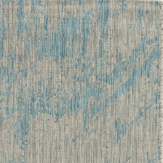 3' X 4' Green And Denim Blue Abstract Area Rug