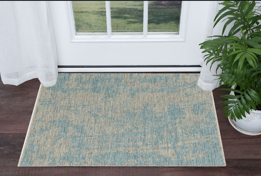 3' X 4' Teal Abstract Area Rug