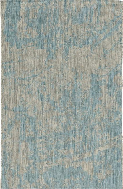 3' X 5' Teal Blue Abstract Indoor Outdoor Area Rug
