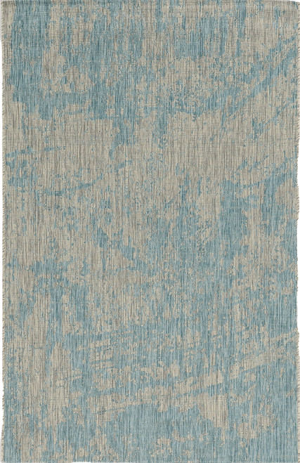 8' X 11' Teal Blue Abstract Indoor Outdoor Area Rug