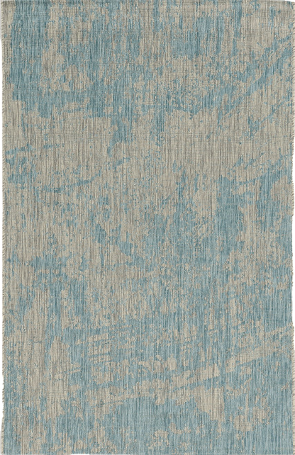 8' X 11' Teal Blue Abstract Indoor Outdoor Area Rug