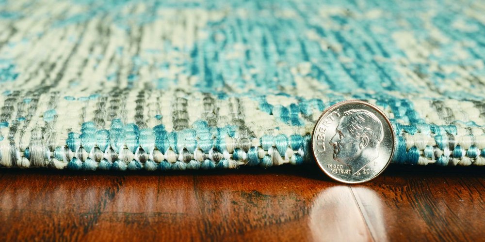 8' X 11' Teal Blue Abstract Indoor Outdoor Area Rug