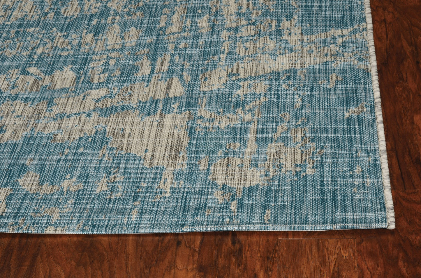 8' X 11' Teal Blue Abstract Indoor Outdoor Area Rug