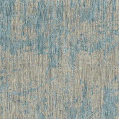 8' X 11' Teal Blue Abstract Indoor Outdoor Area Rug