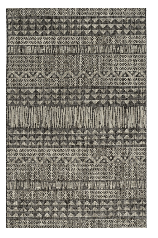 8' X 11' Charcoal Southwestern Indoor Outdoor Area Rug