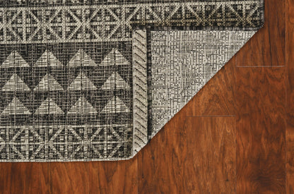 8' X 11' Charcoal Southwestern Indoor Outdoor Area Rug