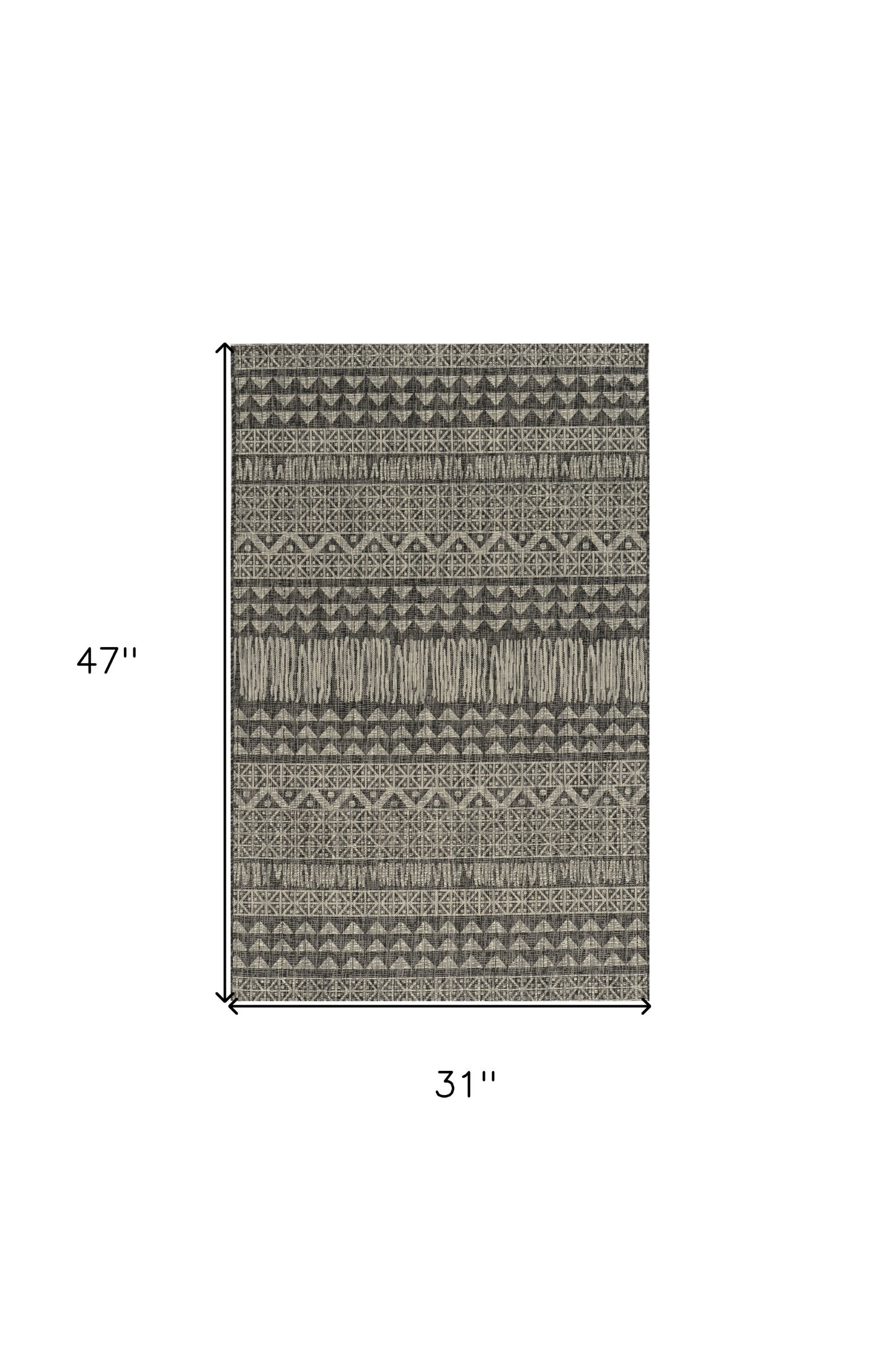 8' X 11' Charcoal Southwestern Indoor Outdoor Area Rug