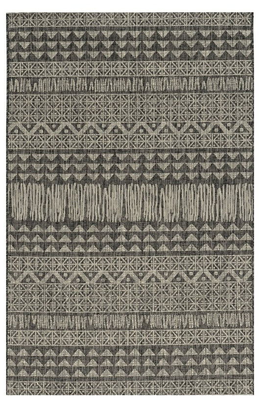 5' X 8' Charcoal And Gray Tribal Area Rug