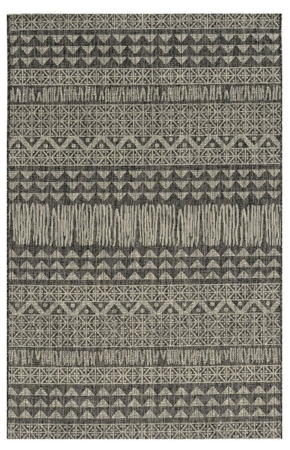 5' X 8' Charcoal And Gray Tribal Area Rug