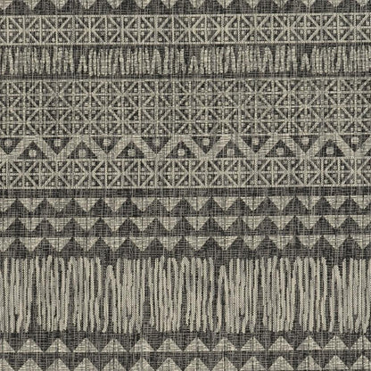 5' X 8' Charcoal And Gray Tribal Area Rug