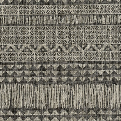 5' X 8' Charcoal And Gray Tribal Area Rug