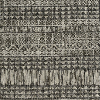 5' X 8' Charcoal And Gray Tribal Area Rug