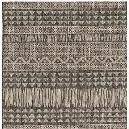 5' X 8' Charcoal And Gray Tribal Area Rug
