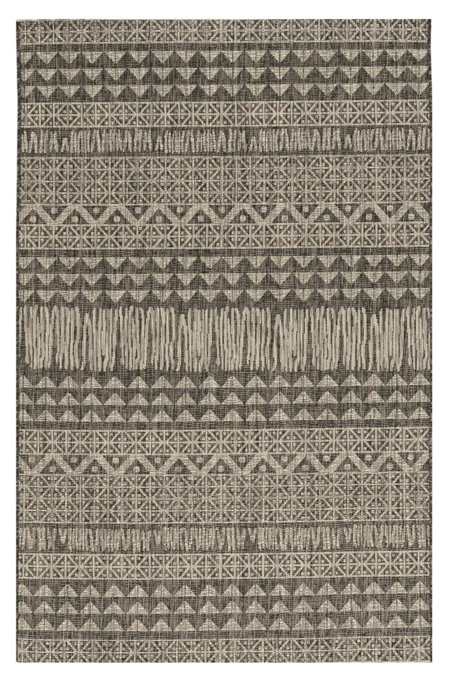 5' X 8' Charcoal And Gray Tribal Area Rug