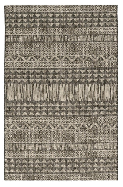 5' X 8' Charcoal And Gray Tribal Area Rug