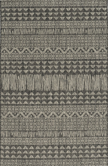 8' X 11' Charcoal Southwestern Indoor Outdoor Area Rug