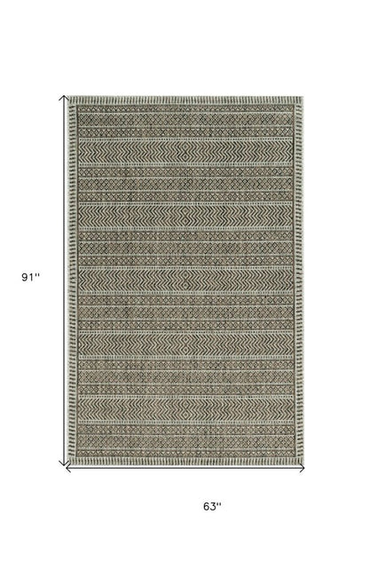 5' X 8' Brown Southwestern Indoor Outdoor Area Rug
