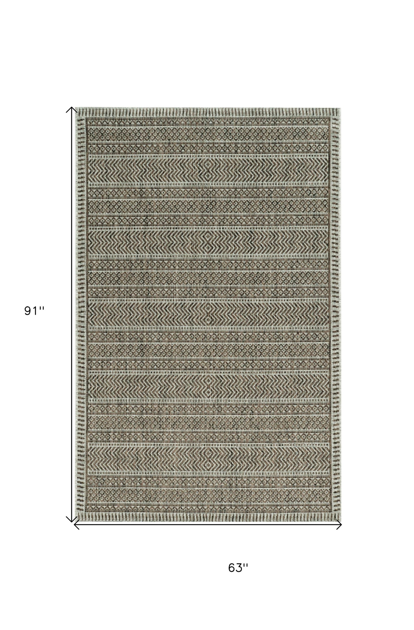 5' X 8' Brown Southwestern Indoor Outdoor Area Rug