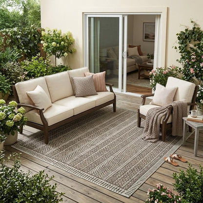 5' X 8' Brown Southwestern Indoor Outdoor Area Rug