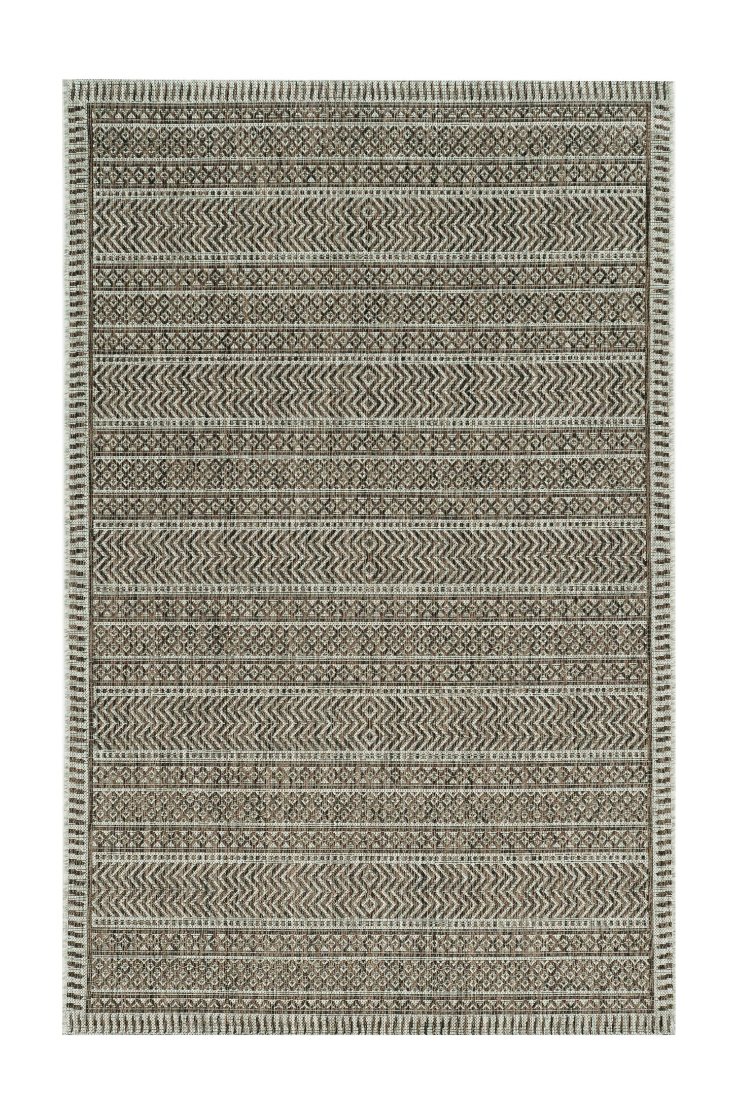 5' X 8' Brown Southwestern Indoor Outdoor Area Rug