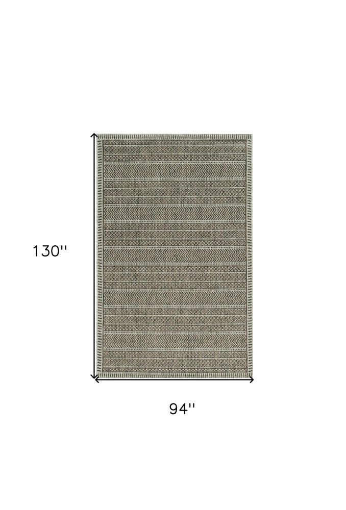 8' X 11' Brown And Ivory Geometric Area Rug