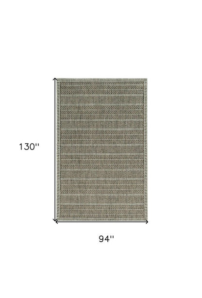 8' X 11' Brown And Ivory Geometric Area Rug