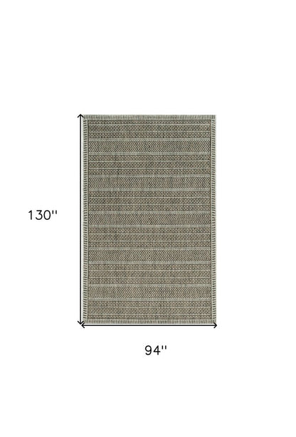 8' X 11' Brown And Ivory Geometric Area Rug