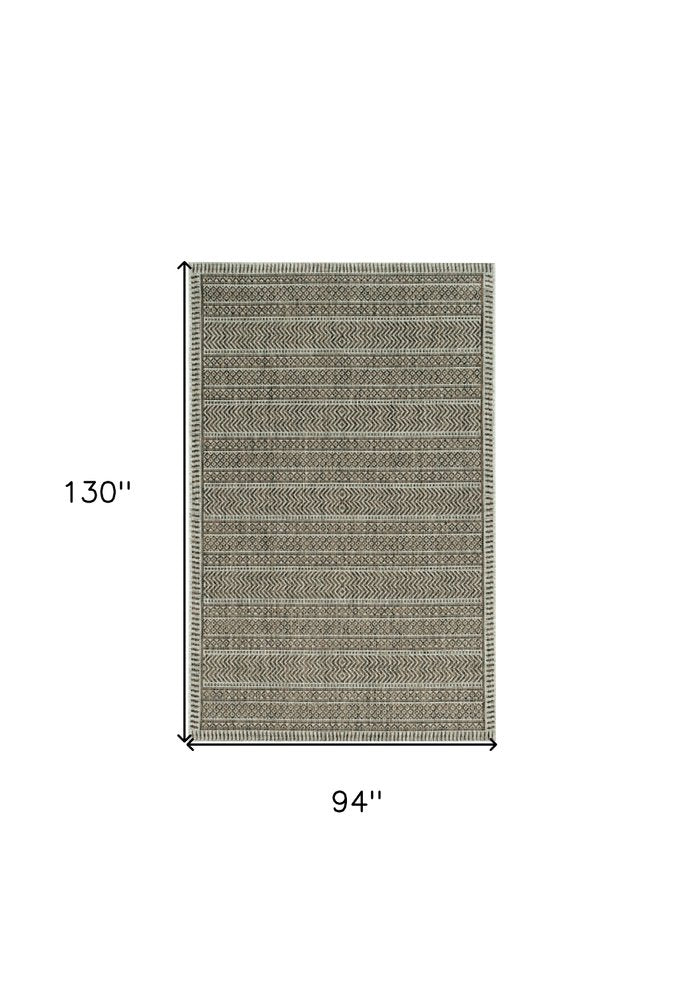 8' X 11' Brown And Ivory Geometric Area Rug