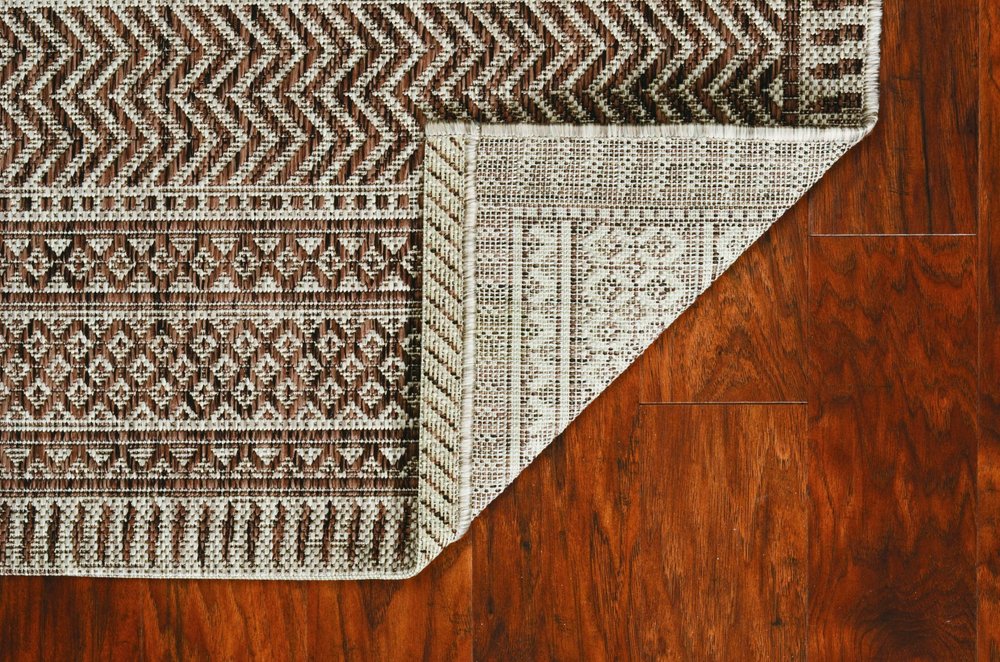 8' X 11' Brown And Ivory Geometric Area Rug