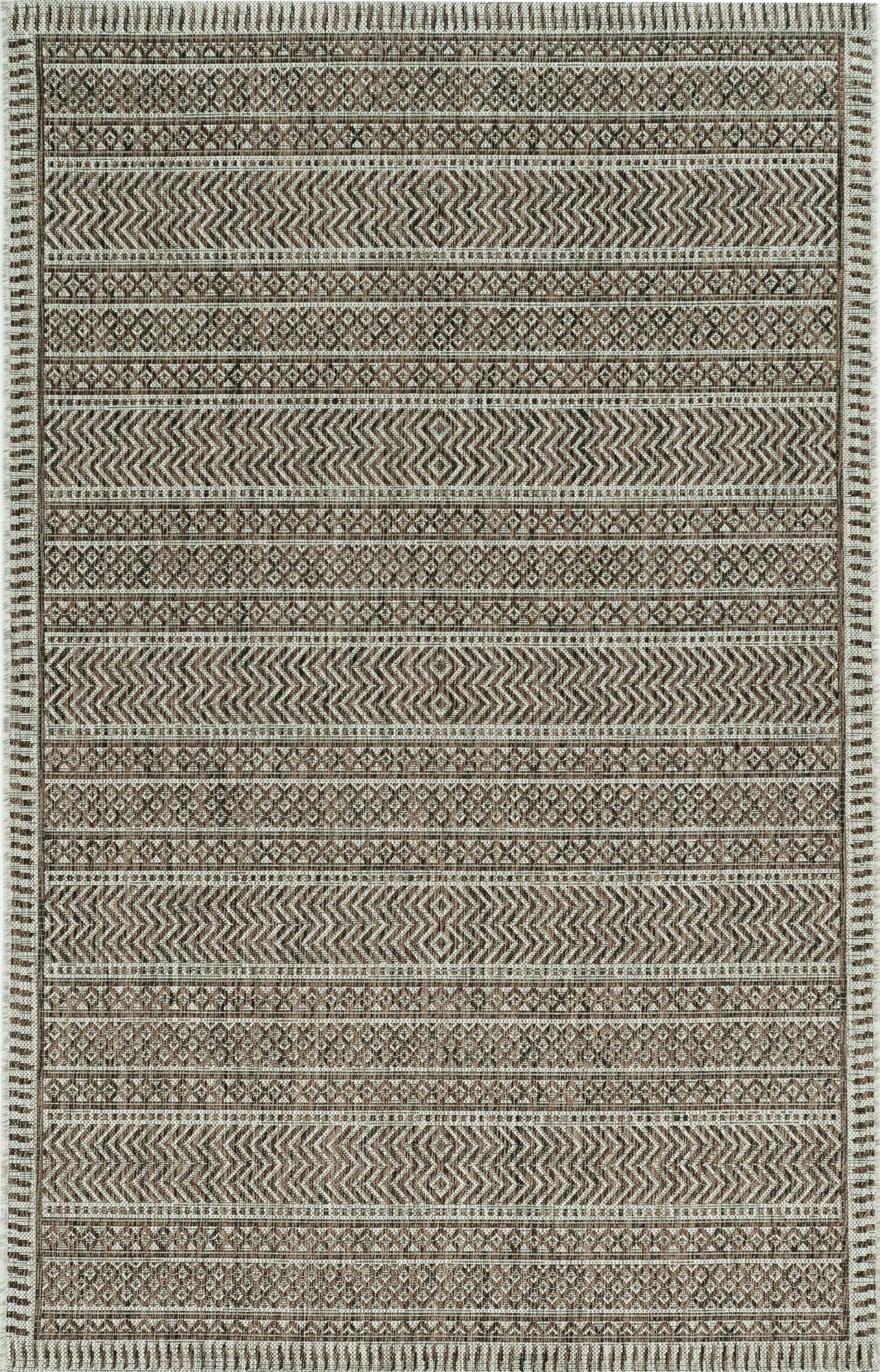 8' X 11' Mocha Geometric Patterns Indoor Area Rug