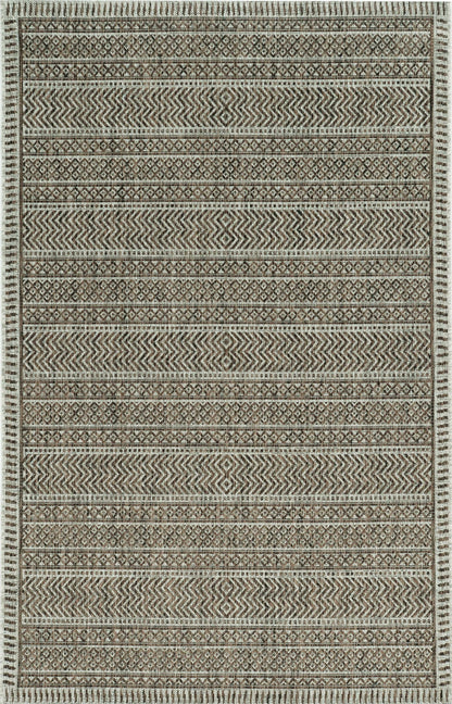 8' X 11' Mocha Geometric Patterns Indoor Area Rug