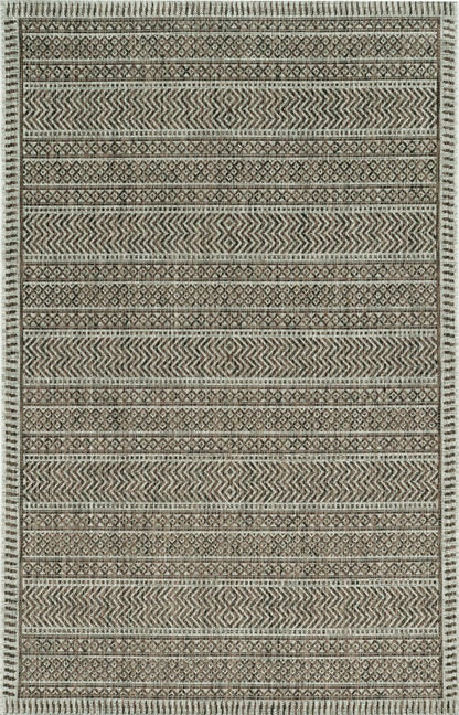 8' X 11' Brown And Ivory Geometric Area Rug