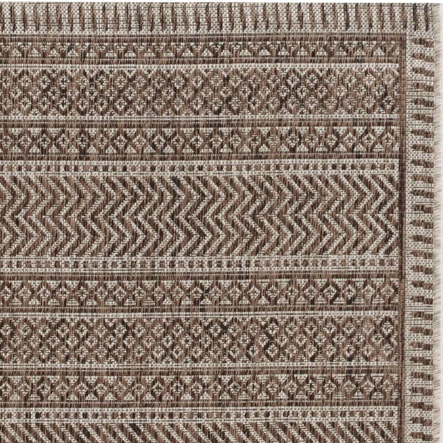 8' X 11' Mocha Geometric Patterns Indoor Area Rug