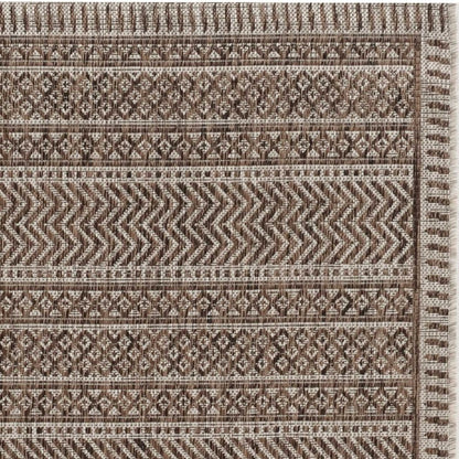 8' X 11' Brown And Ivory Geometric Area Rug