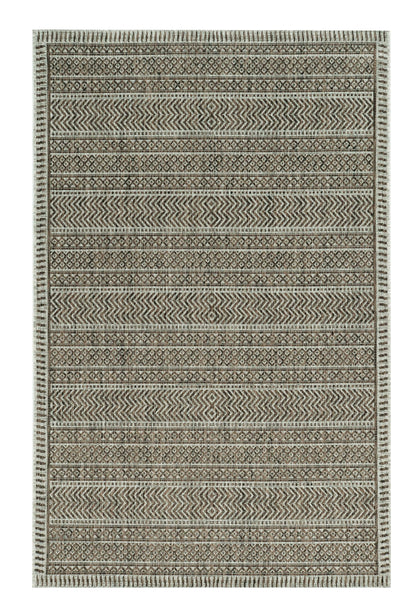 8' X 11' Mocha Geometric Patterns Indoor Area Rug