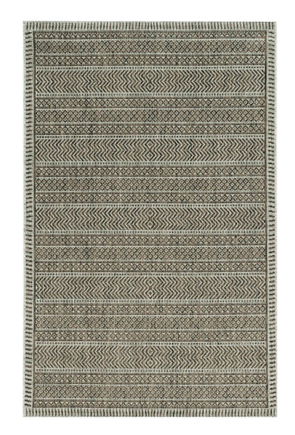 8' X 11' Brown And Ivory Geometric Area Rug