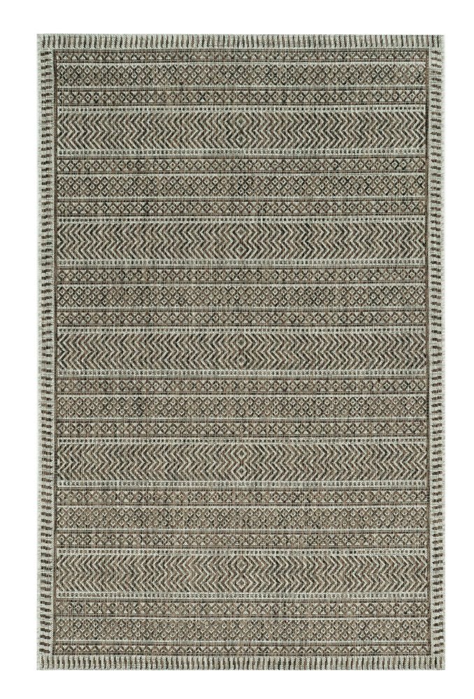 8' X 11' Brown And Ivory Geometric Area Rug