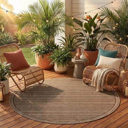 5' X 8' Brown Southwestern Indoor Outdoor Area Rug